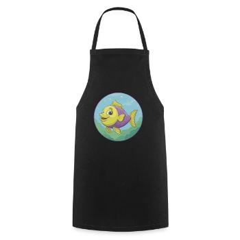 Fish Cute Kawaii Cartoon Clipart Animal Pet - Cooking Apron - black - Front - AI Model Male 185 dark (185cm)