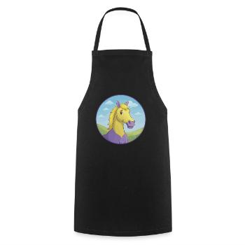 cheval mignon kawaii dessin animé clipart animal de compagnie - Tablier de cuisine - noir - Devant - AI Model Male 185 dark (185cm)