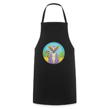 Lemur Cute Kawaii Cartoon Clipart Animal Pet - Cooking Apron - black - Front - AI Model Male 185 dark (185cm)