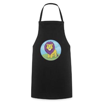 Lion Cute Kawaii Cartoon Clipart Animal Pet - Cooking Apron - black - Front - AI Model Male 185 dark (185cm)