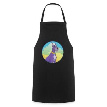 Dogue Allemand Chien Mignon Kawaii Dessin Animé Clipart Animal - Tablier de cuisine - noir - Devant - AI Model Male 185 dark (185cm)