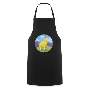 Lama mignon Kawaii dessin animé Clipart Animal de compagnie - Tablier de cuisine - noir - Devant - AI Model Male 185 dark (185cm)