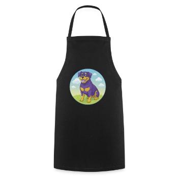 Rottweiler chien mignon Kawaii dessin animé Clipart Animal - Tablier de cuisine - noir - Devant - AI Model Male 185 dark (185cm)