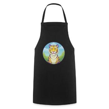 tigre mignon kawaii dessin animé clipart animal de compagnie - Tablier de cuisine - noir - Devant - AI Model Male 185 dark (185cm)