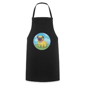 Carlin Chien Mignon Kawaii Dessin animé Clipart Animal Animal de compagnie - Tablier de cuisine - noir - Devant - AI Model Male 185 dark (185cm)