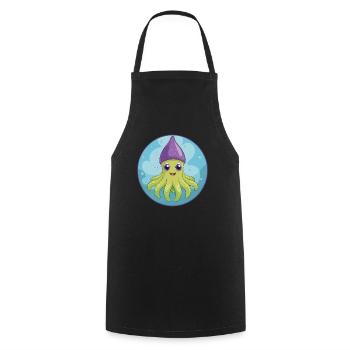 Squid Cute Kawaii Cartoon Clipart Animal Pet - Cooking Apron - black - Front - AI Model Male 185 dark (185cm)