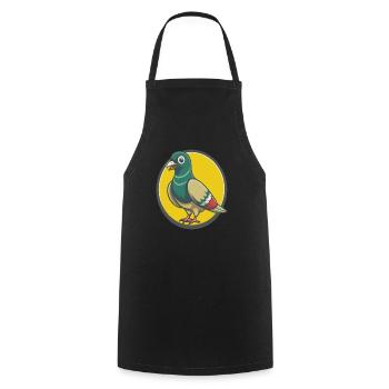 Taube Niedliche Kawaii Cartoon Clipart Haustier Tier - Kochschürze - Schwarz - Vorne - AI Model Male 185 dark (185cm)