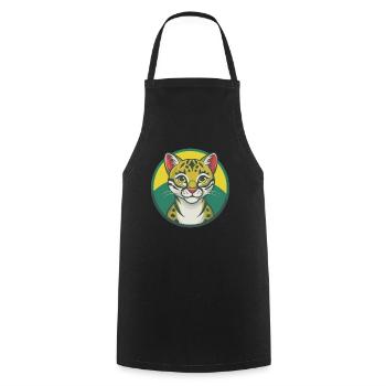 Ocelot Cute Kawaii Cartoon Clipart Pet Animal - Cooking Apron - black - Front - AI Model Male 185 dark (185cm)