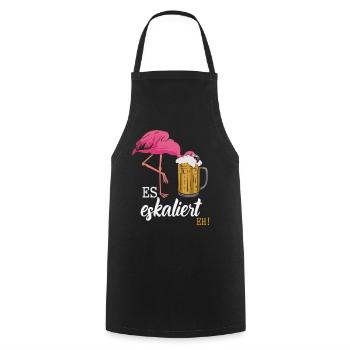 It's escalating anyway! – Flamingo for party lovers - Cooking Apron - black - Front - AI Model Male 185 dark (185cm)