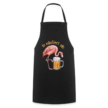 It's escalating anyway! – Flamingo for party lovers - Cooking Apron - black - Front - AI Model Male 185 dark (185cm)