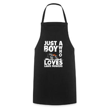 Paysagiste tondeuse à gazon garçon - Tablier de cuisine - noir - Devant - AI Model Male 185 dark (185cm)