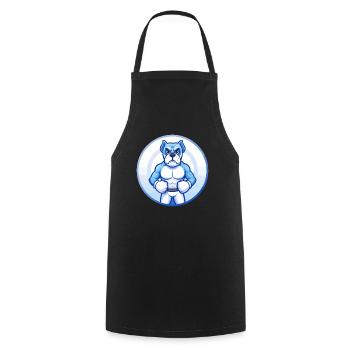 Boxer Hund Blau Kawaii Cartoon Figur Clipart - Kochschürze - Schwarz - Vorne - AI Model Male 185 dark (185cm)