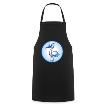 Crane Blue Kawaii Cartoon Character Clipart Pet - Cooking Apron - black - Front - AI Model Male 185 dark (185cm)