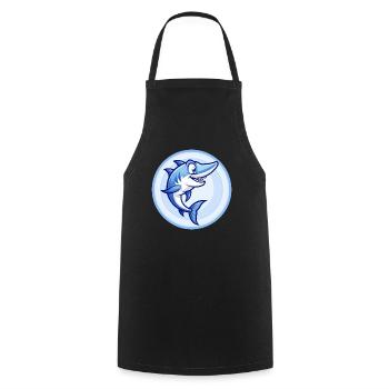 Barracuda Blue Kawaii Dessin animé Personnage Clipart - Tablier de cuisine - noir - Devant - AI Model Male 185 dark (185cm)