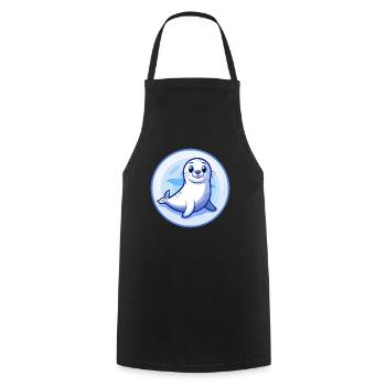 Siegel Blau Kawaii Cartoon Figur Clipart Haustier - Kochschürze - Schwarz - Vorne - AI Model Male 185 dark (185cm)