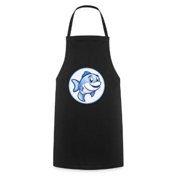 Fish Blue Kawaii Cartoon Character Clipart Pet - Cooking Apron - black - Front - AI Model Male 185 dark (185cm)
