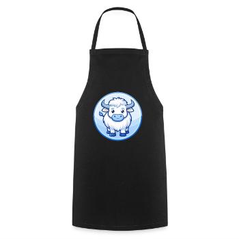 Yak Bleu Mignon Kawaii Dessin animé Personnage Clipart Animal de compagnie - Tablier de cuisine - noir - Devant - AI Model Male 185 dark (185cm)