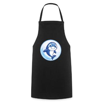 Orca Blue Kawaii Cartoon Character Clipart Pet - Cooking Apron - black - Front - AI Model Male 185 dark (185cm)