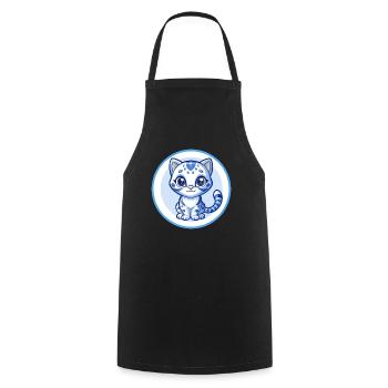 Ocelot Blue Kawaii Cartoon Character Clipart Pet - Cooking Apron - black - Front - AI Model Male 185 dark (185cm)
