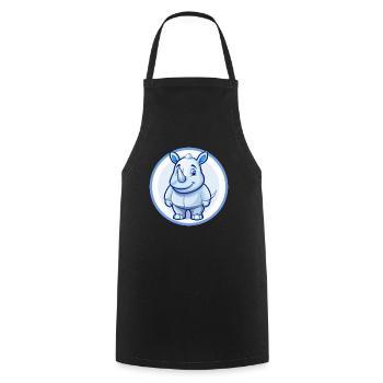 Rhino Blau Kawaii Cartoon Figur Clipart Haustier - Kochschürze - Schwarz - Vorne - AI Model Male 185 dark (185cm)