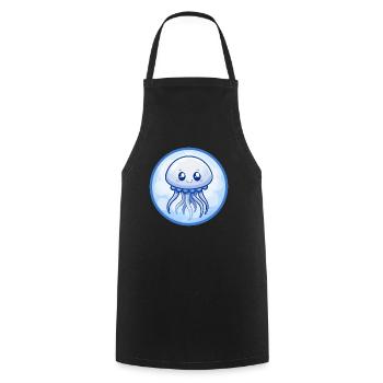 méduse bleu kawaii dessin animé personnage clipart - Tablier de cuisine - noir - Devant - AI Model Male 185 dark (185cm)