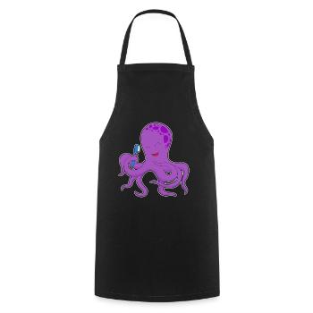 Octopus Toothbrush - Cooking Apron - black - Front - AI Model Male 185 dark (185cm)