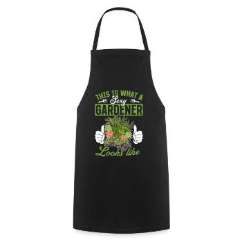 This is what a sexy gardener looks like - Hobby Ga - Cooking Apron - black - Front - AI Model Male 185 dark (185cm)