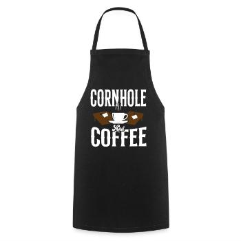 Joueur de sac de haricots de l’équipe Cornhole - Tablier de cuisine - noir - Devant - AI Model Male 185 dark (185cm)