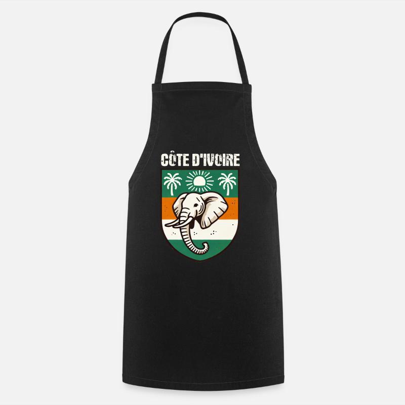 Carte avec le drapeau de la Côte d’Ivoire, - Tablier de cuisine - noir