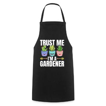 Hobby Gardener - Trust me I'm a Gardener - Kochschürze - Schwarz - Vorne - AI Model Male 185 dark (185cm)