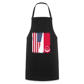 Singapur-amerikanische Flagge - Kochschürze - Schwarz - Vorne - AI Model Male 185 dark (185cm)