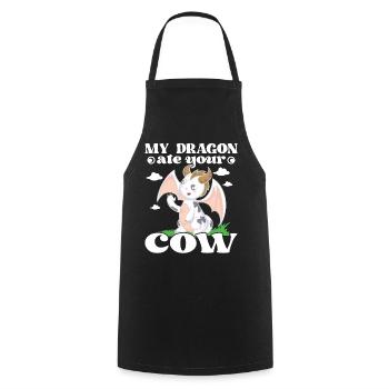 my dragon ate your cow - Cooking Apron - black - Front - AI Model Male 185 dark (185cm)