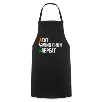 Eat Wing Chun Repeat - Funny Wing Chun - Cooking Apron - black - Front - AI Model Male 185 dark (185cm)