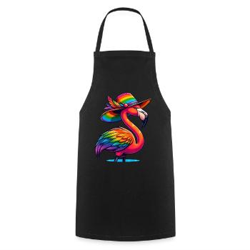 Flamingo Regenbogen, Flamingay Schwules Tier LGBTQ - Kochschürze - Schwarz - Vorne - AI Model Male 185 dark (185cm)