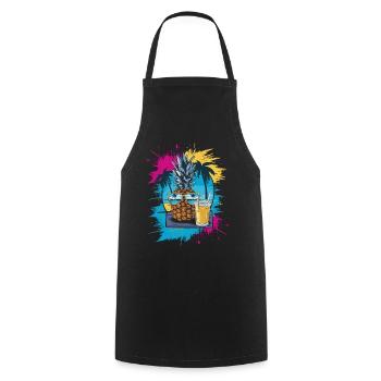 Sun Beach Ananas - Tropisch und Erfrischend - Kochschürze - Schwarz - Vorne - AI Model Male 185 dark (185cm)