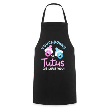 Touchdowns oder Tutus für Gender-Reveal-Partys - Kochschürze - Schwarz - Vorne - AI Model Male 185 dark (185cm)