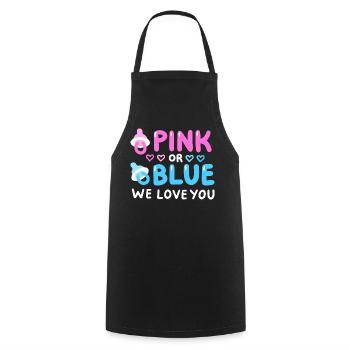 Gender Reveal Party Pink oder Blau - Kochschürze - Schwarz - Vorne - AI Model Male 185 dark (185cm)