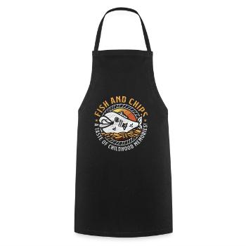 Fish And Chips A Taste Of Childhood British Food - Kochschürze - Schwarz - Vorne - AI Model Male 185 dark (185cm)