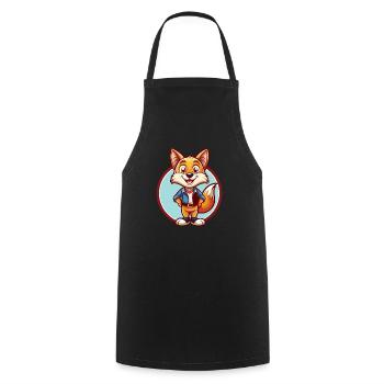 Fuchs süß lustig Kawaii Cartoon Clipart Tier Haustier - Kochschürze - Schwarz - Vorne - AI Model Male 185 dark (185cm)