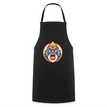 Mandrill Lustige Kawaii Cartoon Clipart Tier Haustier - Kochschürze - Schwarz - Vorne - AI Model Male 185 dark (185cm)