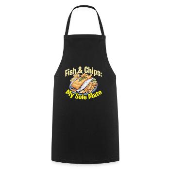 Fish & Chips My Sole Mate British Street Food - Cooking Apron - black - Front - AI Model Male 185 dark (185cm)