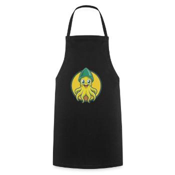 Squid Cute Kawaii Cartoon Clipart Pet Animal - Cooking Apron - black - Front - AI Model Male 185 dark (185cm)