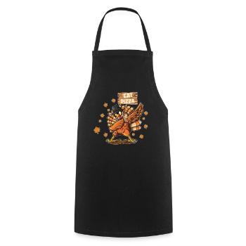 Turkey Wearing Hat Glasses Making Dabbing Eat Pizza - Cooking Apron - black - Front - AI Model Male 185 dark (185cm)