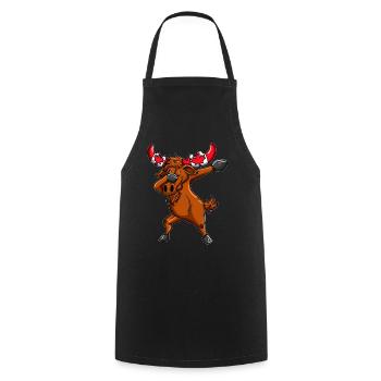 Orignal canadien avec dab dab du drapeau du Canada - Tablier de cuisine - noir - Devant - AI Model Male 185 dark (185cm)