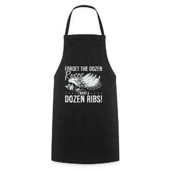 Ribs Barbecue Forget The Dozen Roses Smoked Ribs - Cooking Apron - black - Front - AI Model Male 185 dark (185cm)