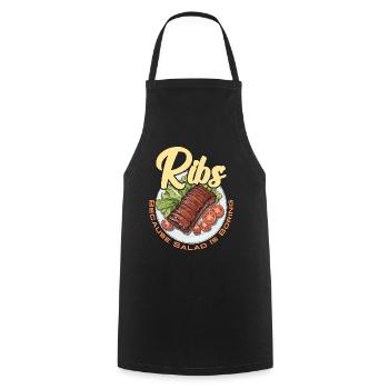 Ribs Because Salad Is Boring Grilled Meat Ribs BBQ - Kochschürze - Schwarz - Vorne - AI Model Male 185 dark (185cm)