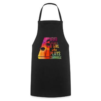Joueur de sac de haricots de l’équipe Cornhole - Tablier de cuisine - noir - Devant - AI Model Male 185 dark (185cm)