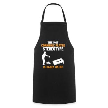 Le stéréotype du joueur de Cornhole est basé sur Me Bean - Tablier de cuisine - noir - Devant - AI Model Male 185 dark (185cm)