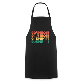 Cornhole Retro Text Plateau de jeu Sac de haricots Cornhole - Tablier de cuisine - noir - Devant - AI Model Male 185 dark (185cm)