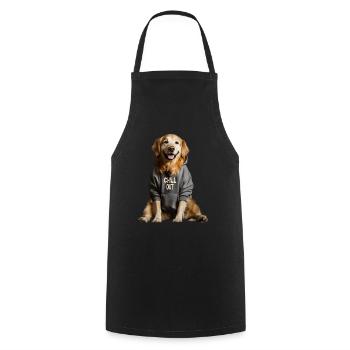 Funny German Golden Retriever Chill Out Dog - Cooking Apron - black - Front - AI Model Male 185 dark (185cm)